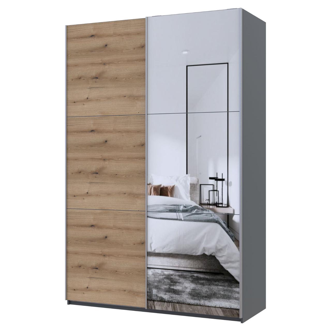 Шафа купе Doros G-Caiser Графіт Дуб Евок 1 ДСП / 1 Дзеркало 160х60х240 (42005072) 5