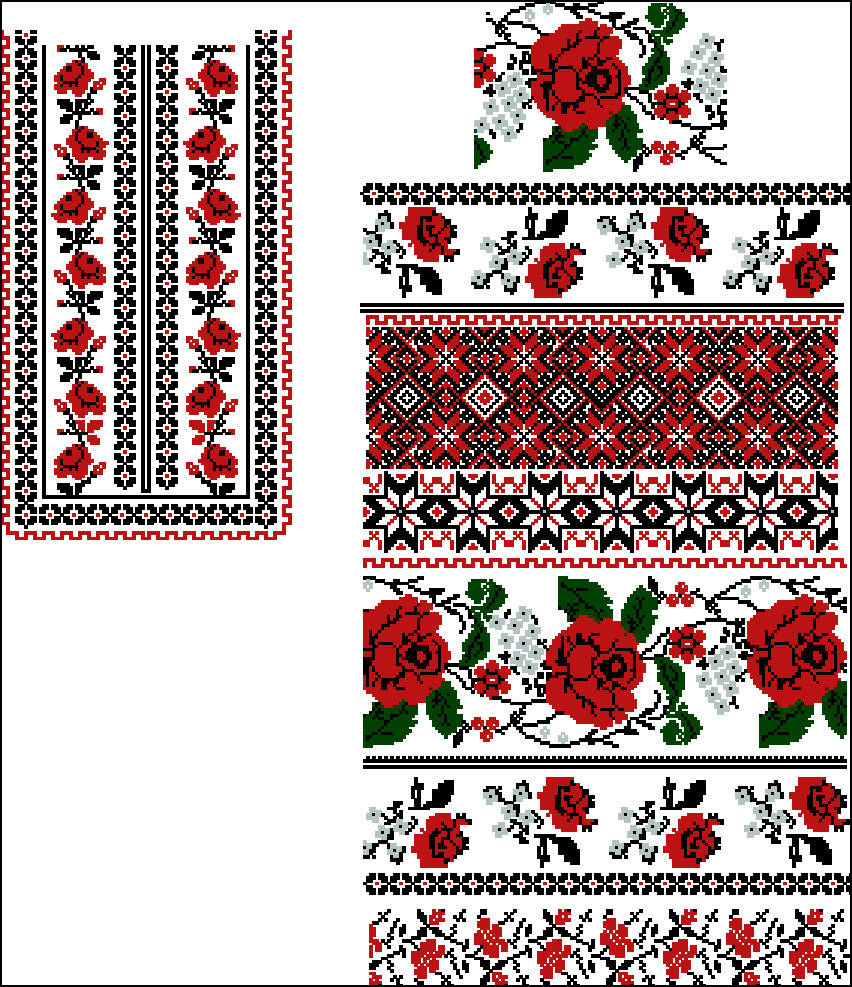 

W 545 Вишиванка жіноча. Схема PDF, xsd, dst, pes, jef, hus