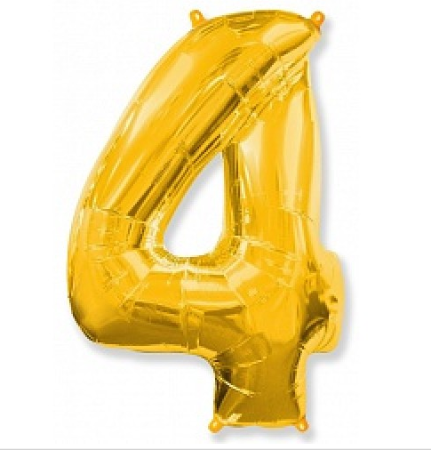 

Шар фольгированный цифра "4", ЗОЛОТО - 102 см (40 дюймов) FLEXMETAL