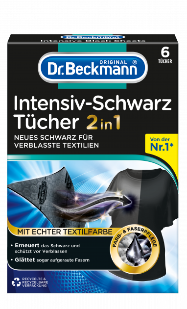 

Салфетки для стирки и обновления черного цвета и ткани Dr.Beckmann Farb&Faser Refresh 2in1 6шт