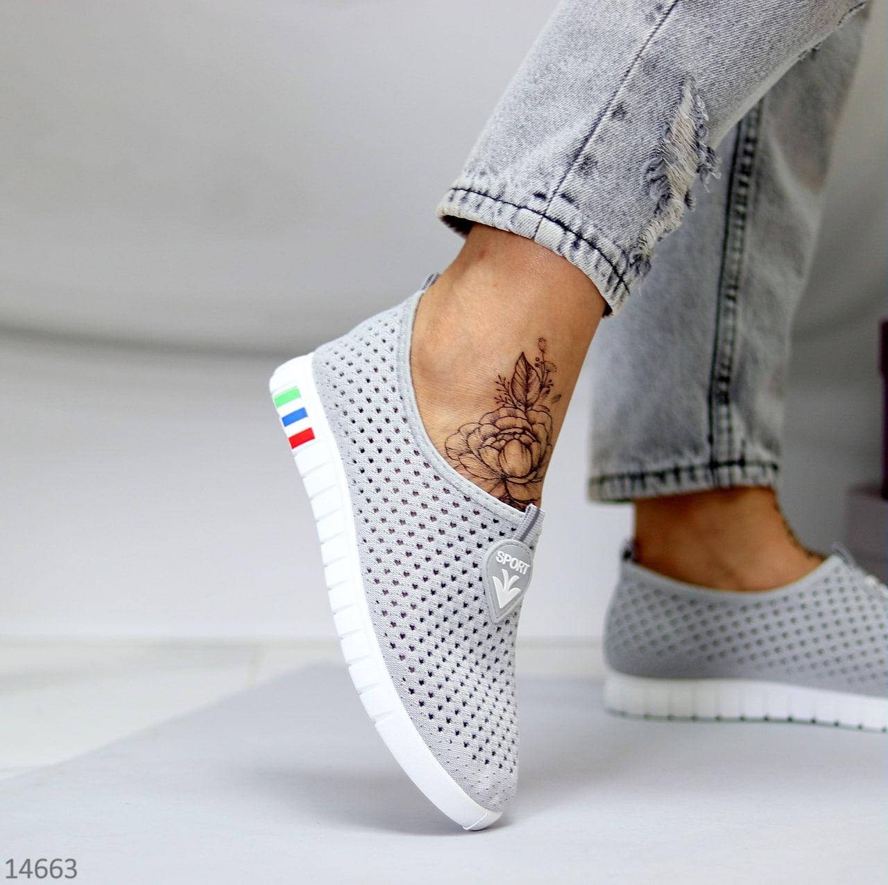 

Женские текстильные мокасины кроссовки-носки серые Sunrise