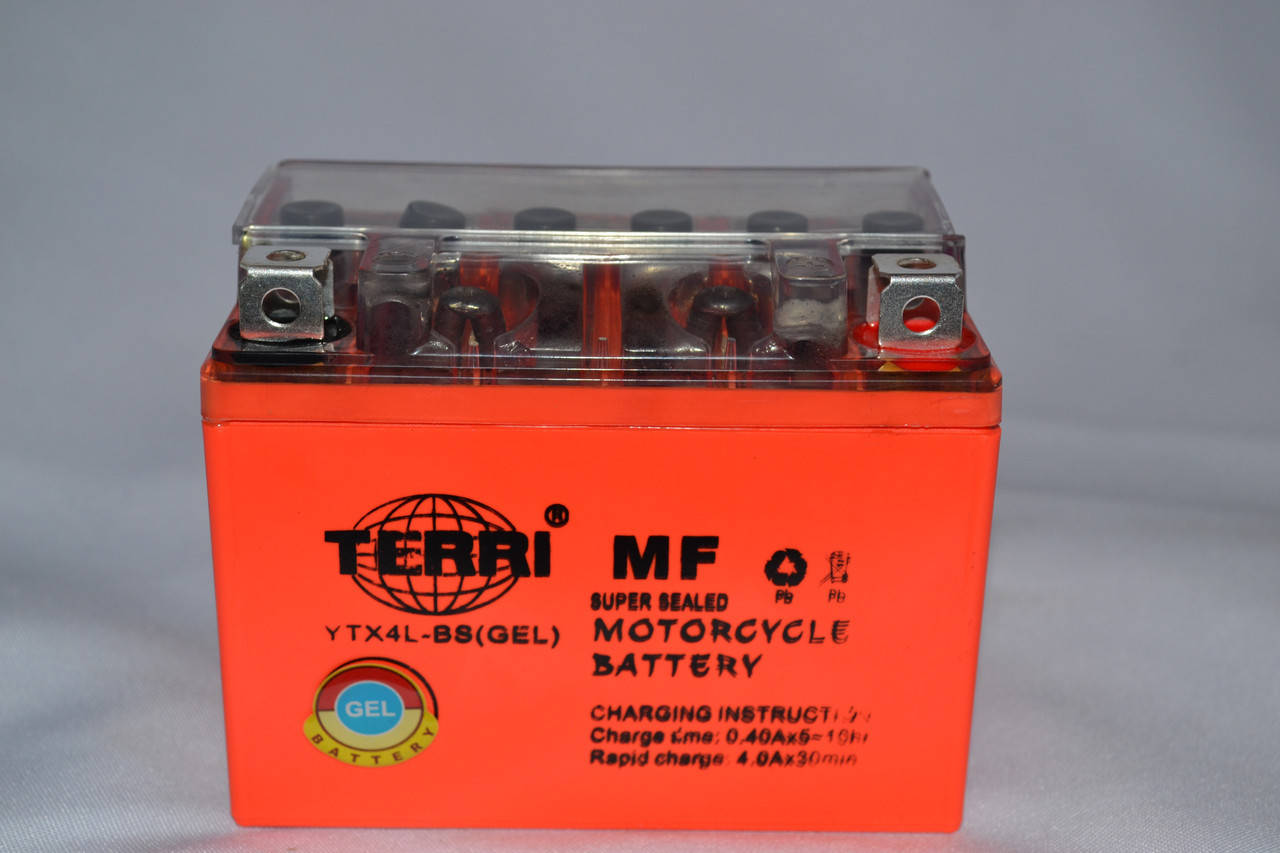 

Аккумулятор 12V 4Ah гелевый (113х70х85) YTX4L-BS (оранжевый) TERRI