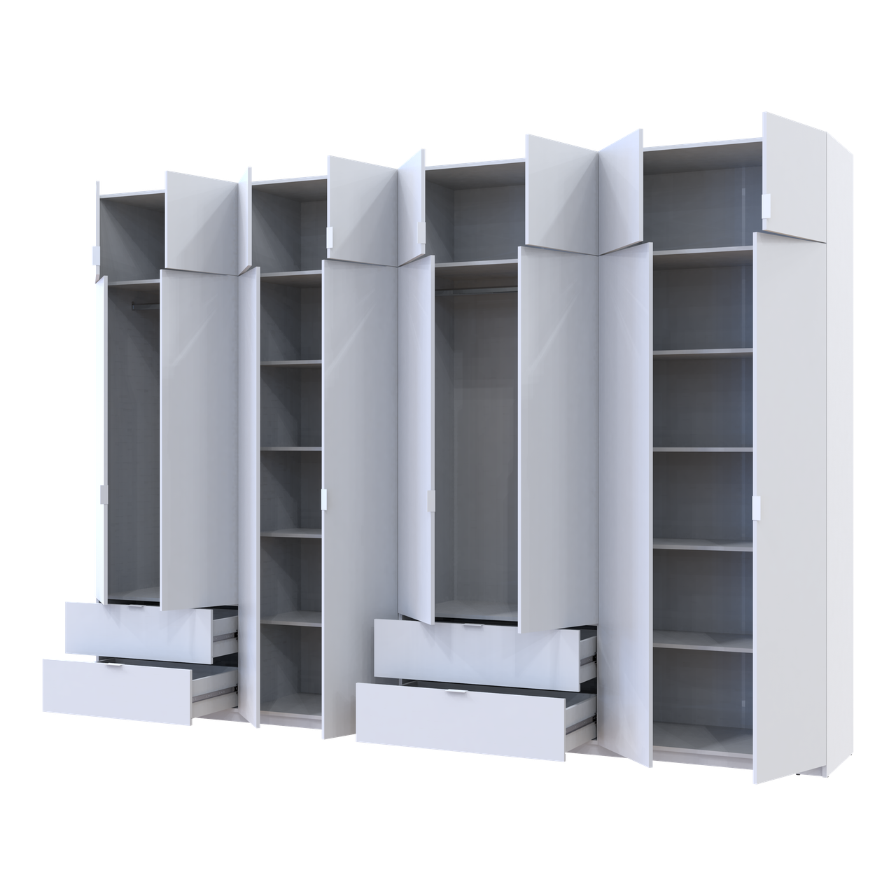 Розпашна Шафа для одягу Doros Лукас Білий 4+4 ДСП 340х50х240 (42005138) 2