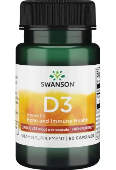 

Витамин Д3, Vitamin D-3, Swanson, 1000 МЕ (25 мкг),60 капсул (SWV-11510)
