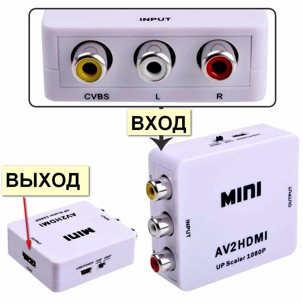 

Конвертер из AV (тюльпан) в HDMI, переходник адаптер TV преобразователь