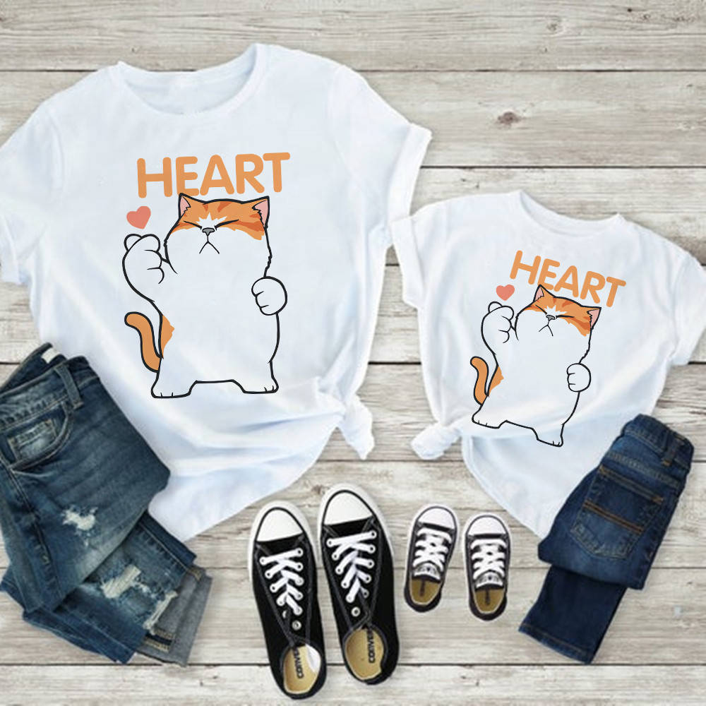 

Парные футболки Family Look. Мама и дочь "Кот: Heart" Push IT