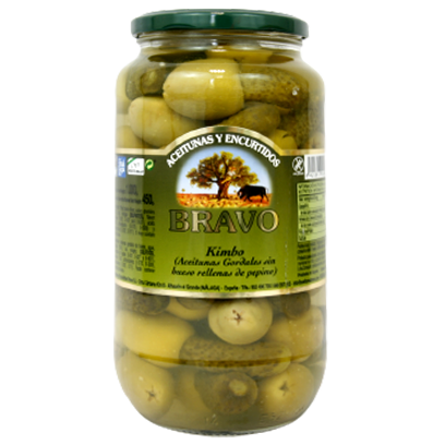 

Оливки Браво з корнішоном Bravo kimbo 1000/450g 6шт/ящ (Код : 00-00012314)