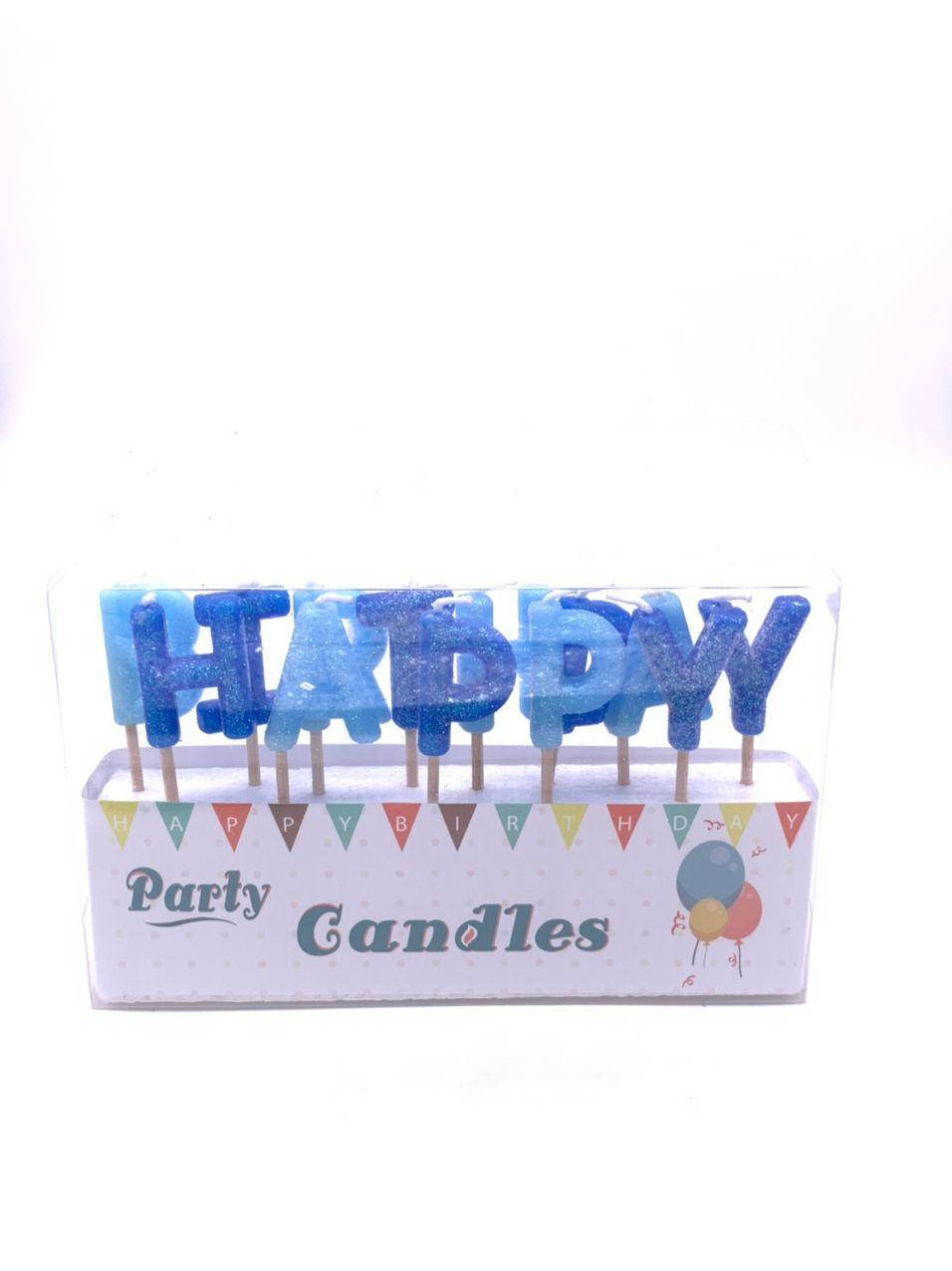 

Свечи в торт буквы "Happy Birthday" Голубые