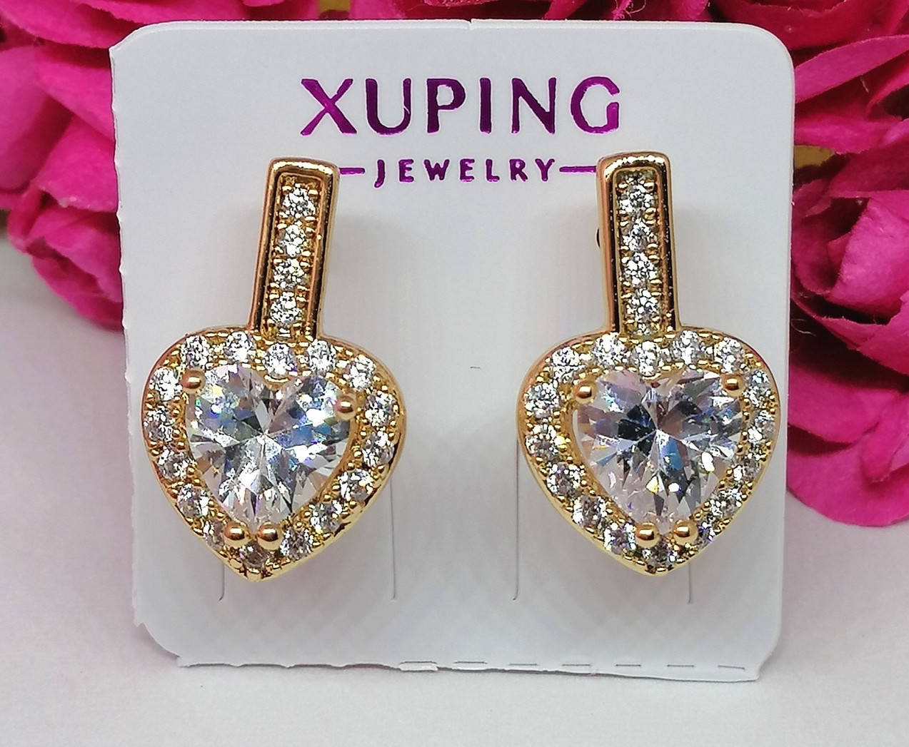 

Красивые женские серьги из медицинского золота. Сережки позолоченные ХР. Медзолото