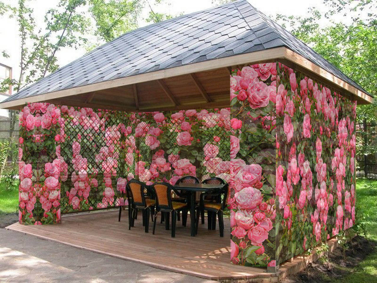 

Фотосітка для альтанки, декор альтанки