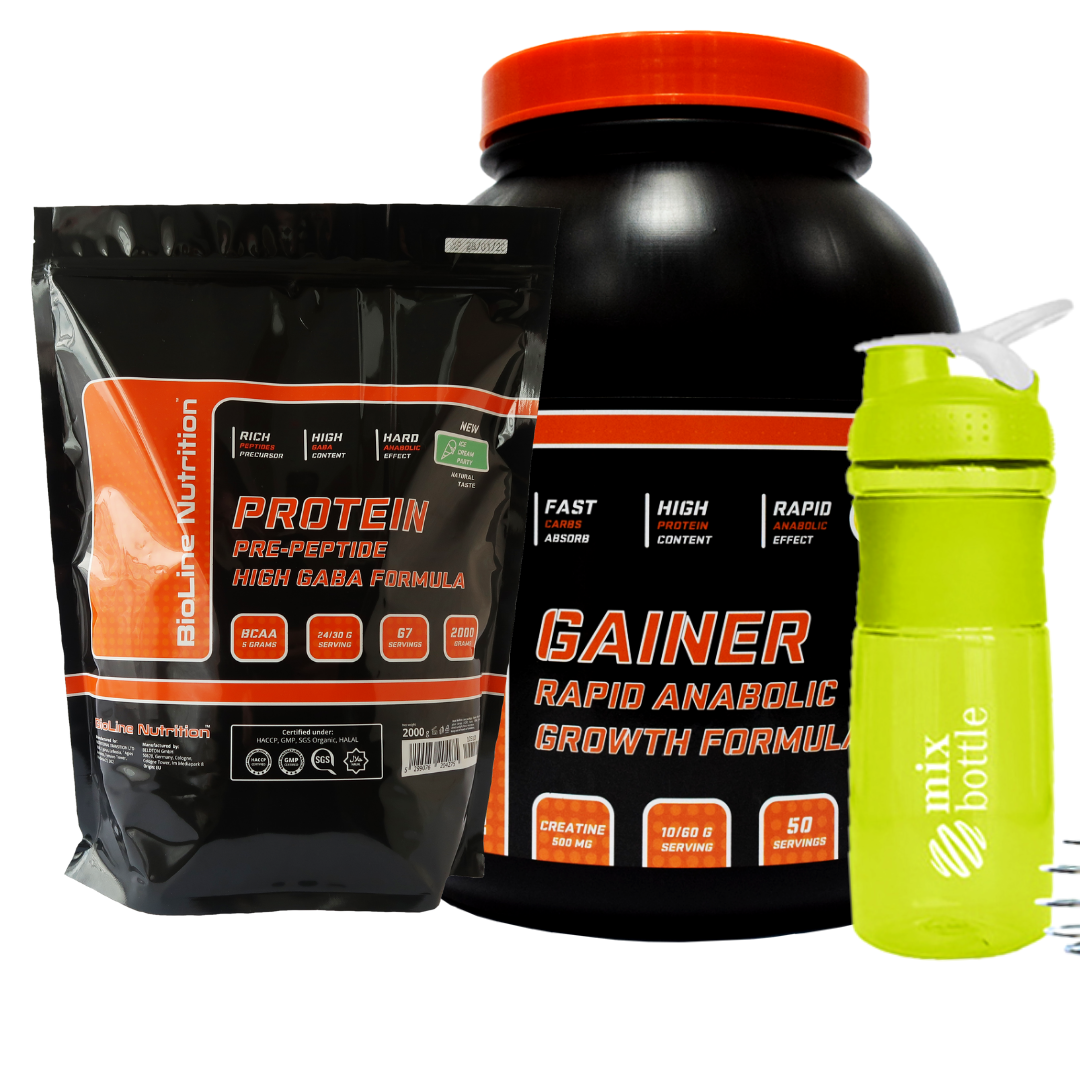 

EXTRIME-MASS Набор: 2 кг Протеина Германия + 3 кг Гейнера с креатином в состааве = МИКС-боттл в Подарок!