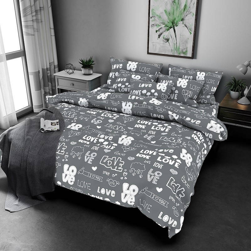 

Лав серый - Бязь 3D - Полуторный комплект