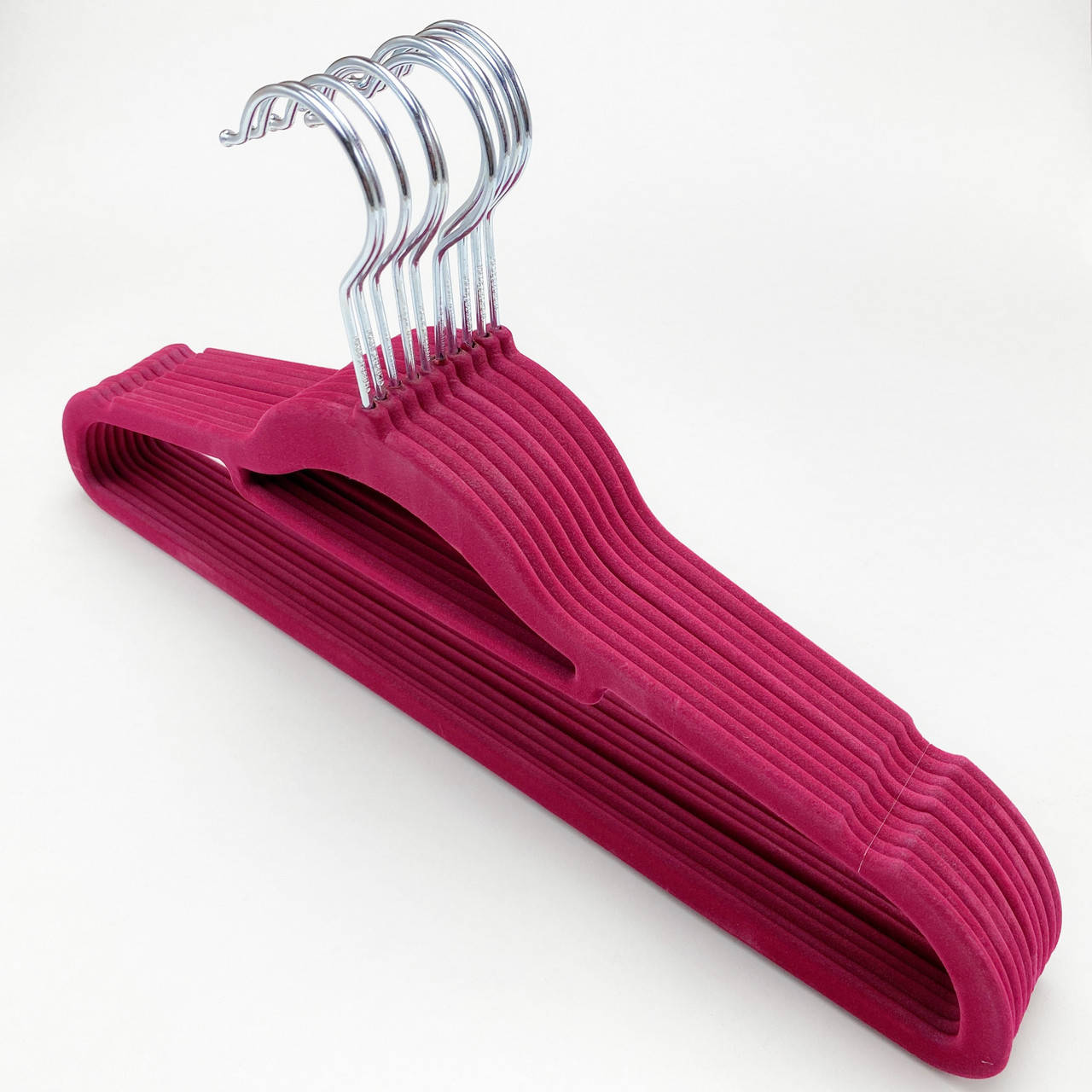 

Флокированные плечики для одежды (бархатные, велюровые) малинового цвета, в упаковке 10 штук, Малиновый