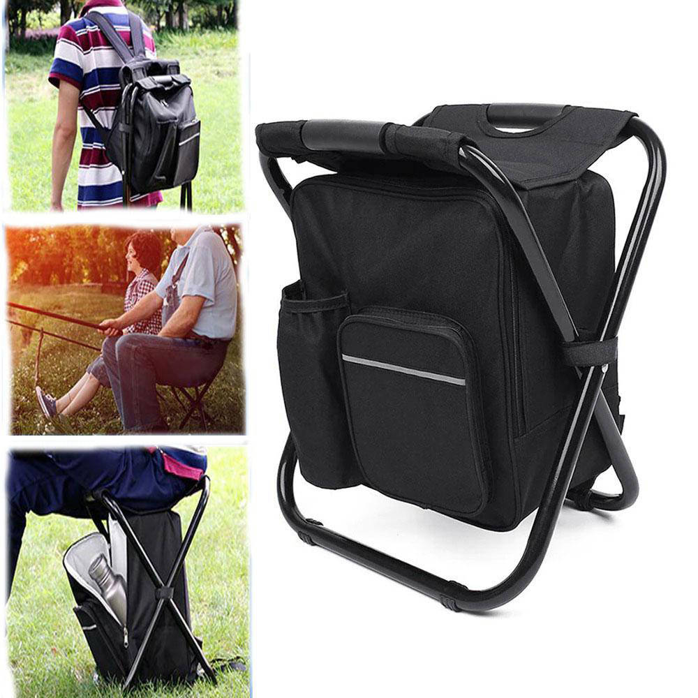 

Раскладной стул-рюкзак с термосумкой 3 в 1 / Стул для поездок, рыбалки, пикника, Чёрный