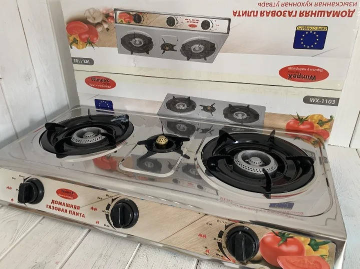 

Газовая плита таганок настольная Wimpex на 3 конфорки WX-1103 под турку