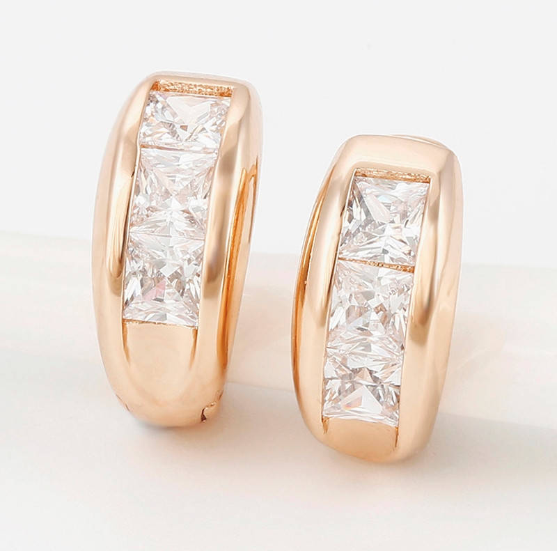 

Серьги позолоченные, с кубичным цирконием, 18К