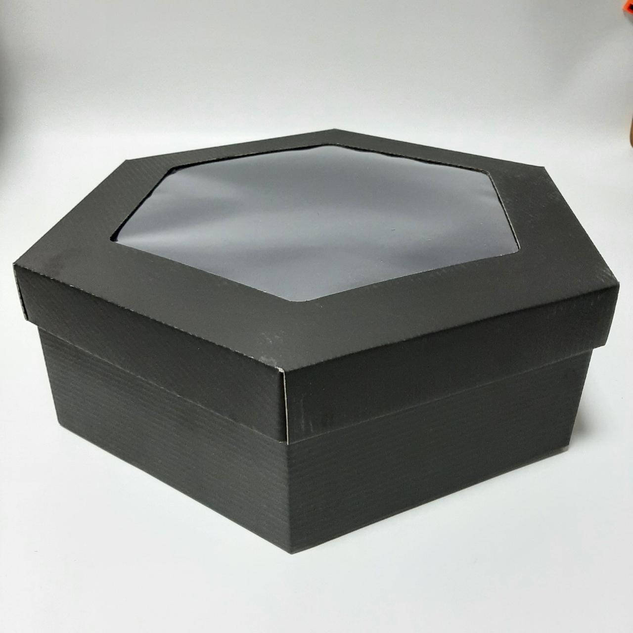

Кооробка картонная с крышкой 300х360х100 мм. с окном, Черный