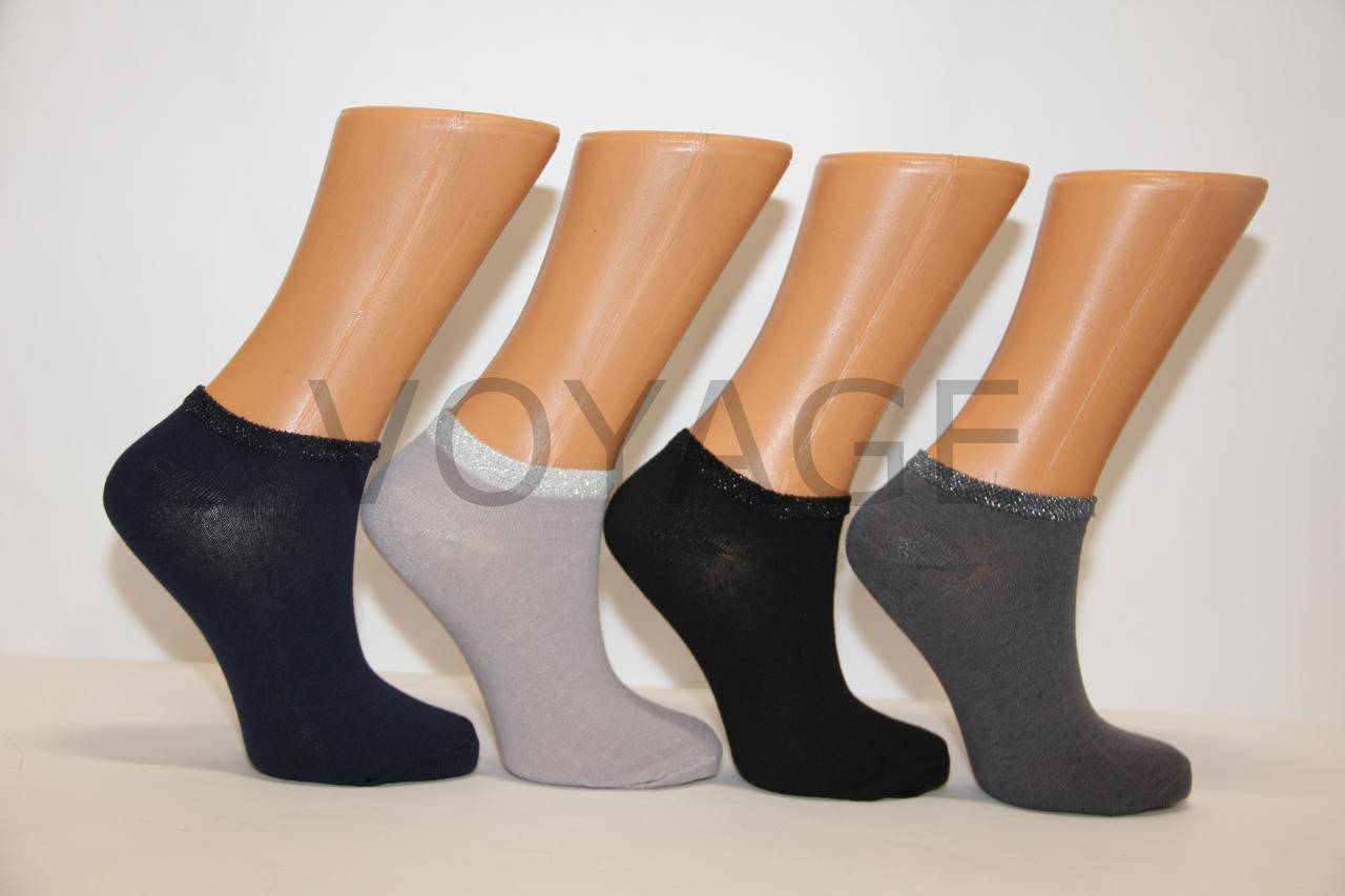 

Женские носки короткие Ф3 темные ассорти резинка люрекс, Черный