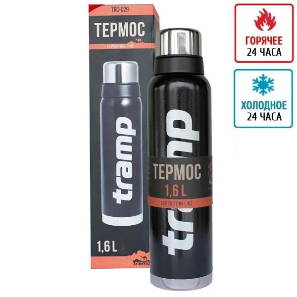 

Термос Tramp 1,6 л TRC-029 с пожизненной гарантией, Черный