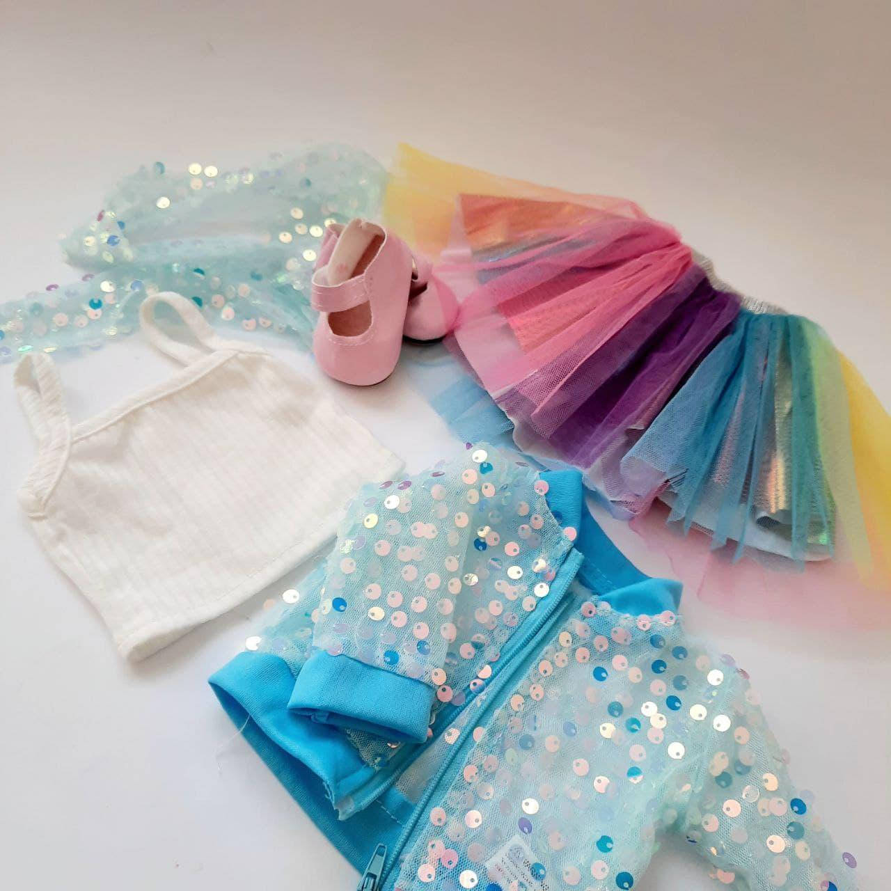

Одежда для куклы Baby Born / Беби Борн набор одежды Единорожка Радужный разноцветный