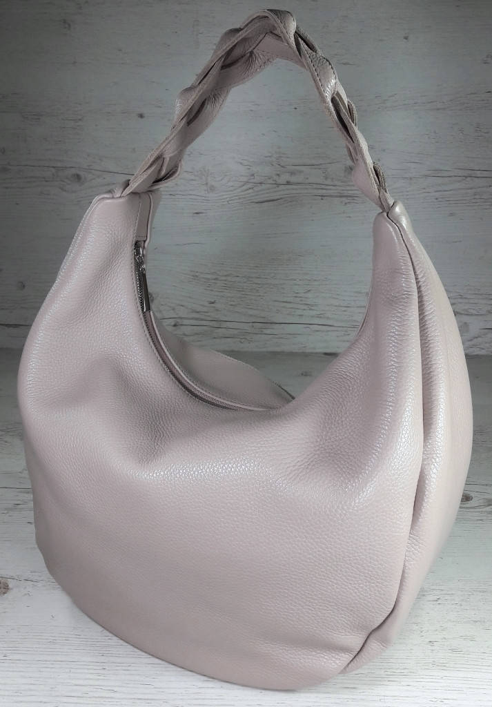 

613 Натуральная кожа Объемная сумка женская бежевая Кожаная сумка-мешок Лиловая кожаная сумка на плечо хобо, Сиреневый