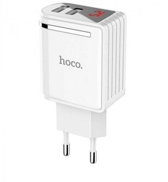 

Зарядное устройство USB HOCO C39A 2.4A 2 Usb Enchanting LED White, Белый