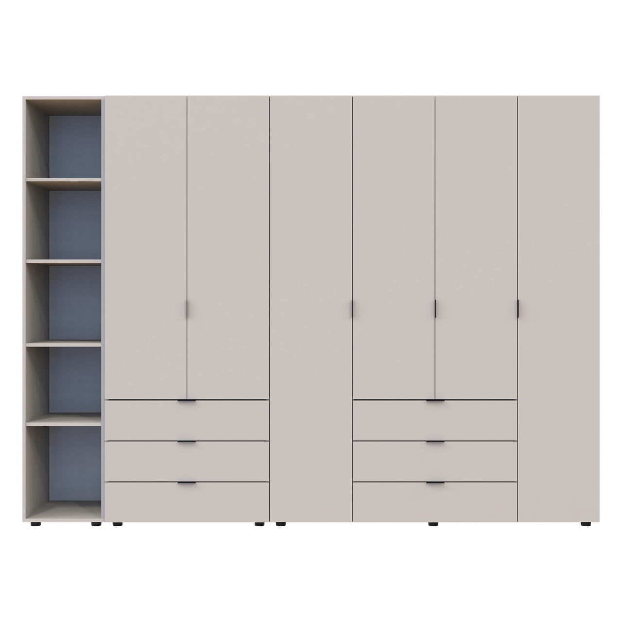 Розпашна Шафа для одягу Doros Гелар з Етажеркою Кашемір 2+4 ДСП 270.7х49.5х203.4 (80737651)