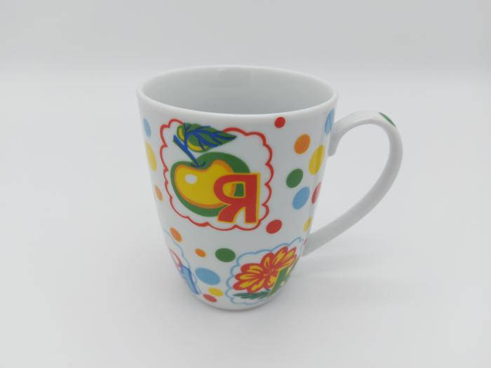 

Чашка детская керамическая кружка с рисунком мультики Азбука в детский сад D 8,5 cm H 10 cm 340 мл, Белый