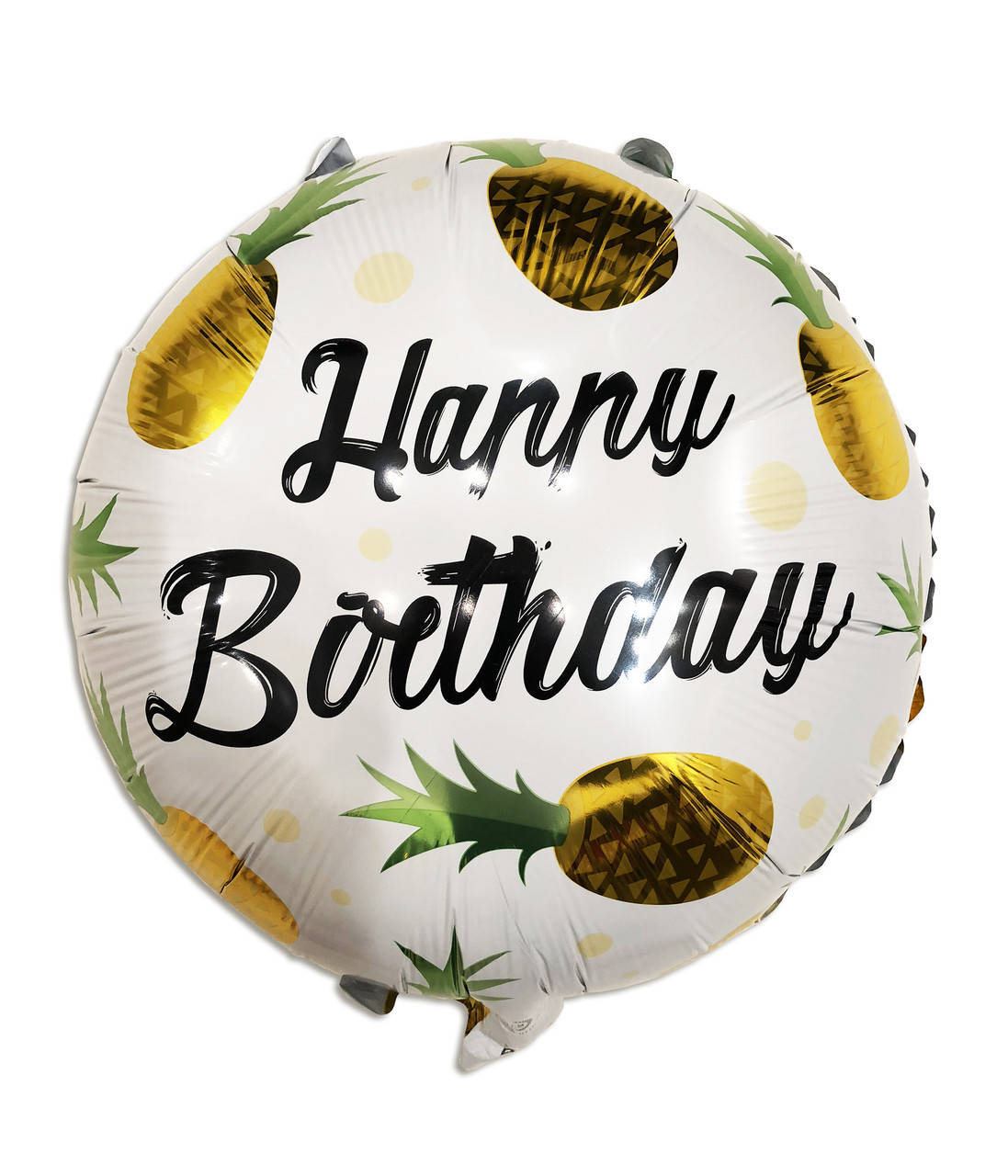 

Шар фольгированный круглый Happy Birthday ананас золотой (Китай), Разные цвета