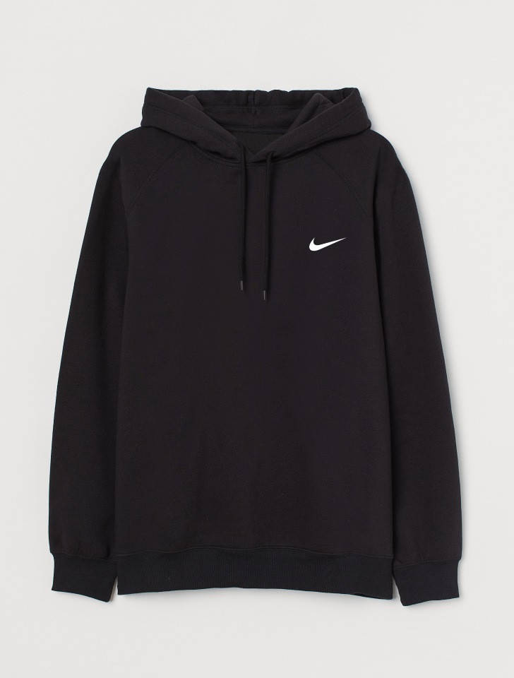 

Худи без кармана, кенгуру, толстовка Nike (Найк) черная S, Черный