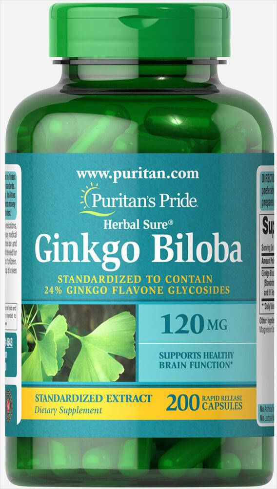 

Гинкго Билоба Puritan's Pride Ginkgo Biloba 120 мг 200 капс.