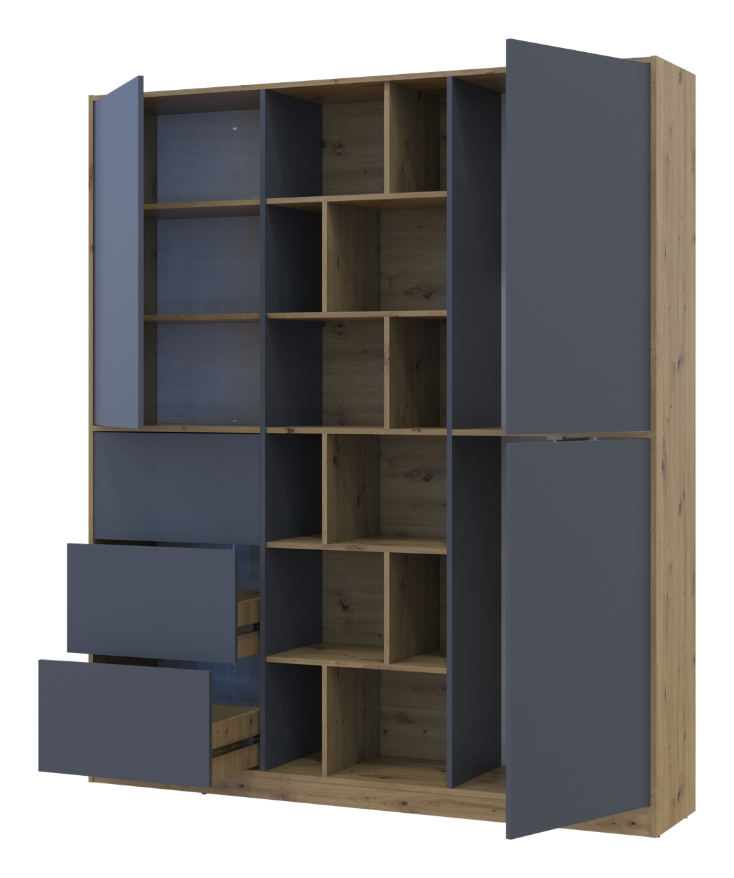 Шафа для одягу Doros Морган Дуб Артізан/Графіт ДСП/Шухляди 180х38.5х210 (42002256) 5