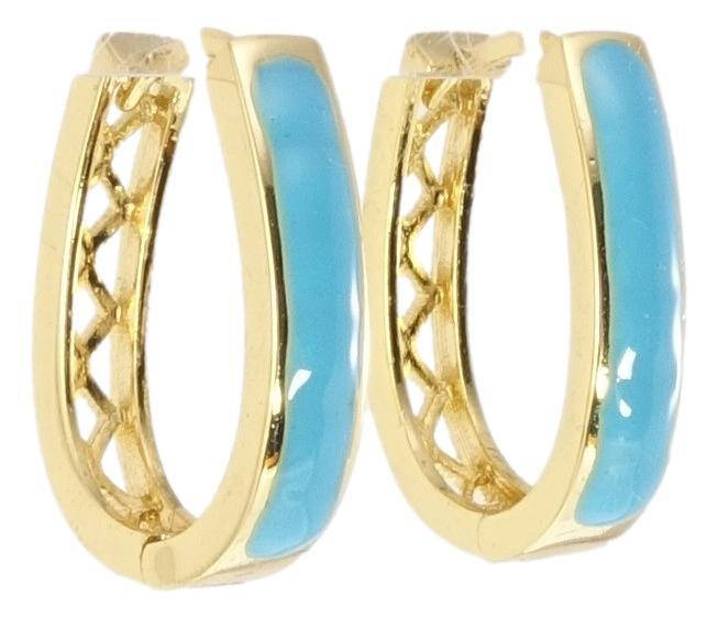 

Серьги Xuping Позолота 14K колечки "Прокраска голубой эмалью"