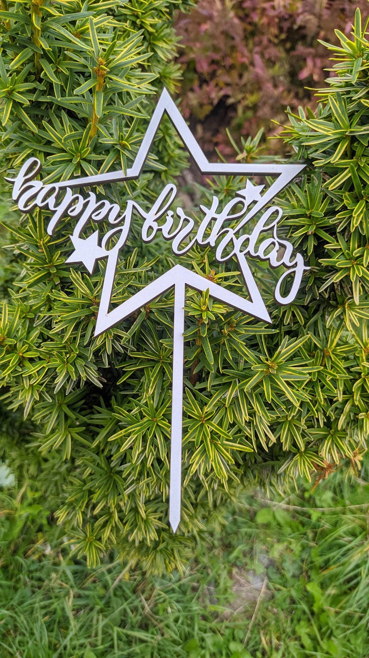 

Деревянный топпер №3 "HAPPY BIRTHDAY", на цельной ножке, Белый