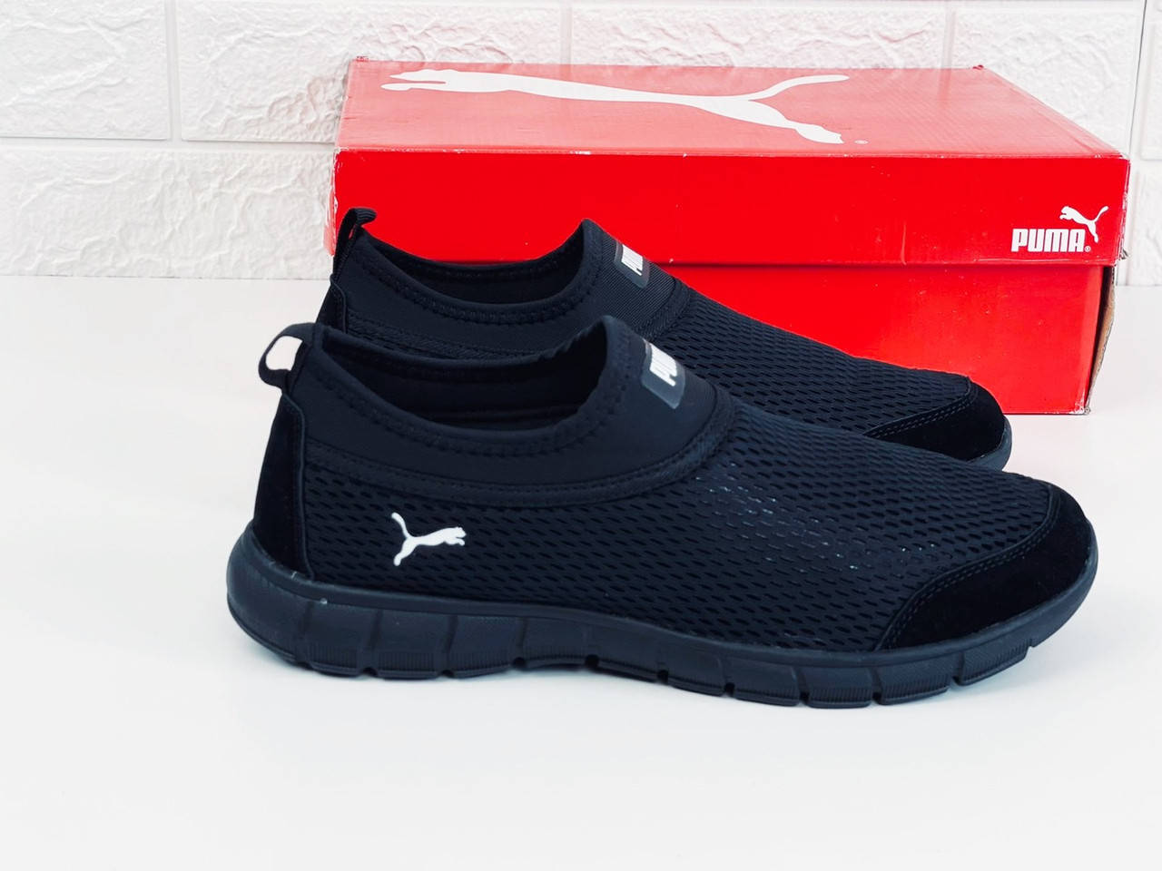 

Кроссовки слипоны Puma тапочки летние free run сетка летние кросовки 45, Черный