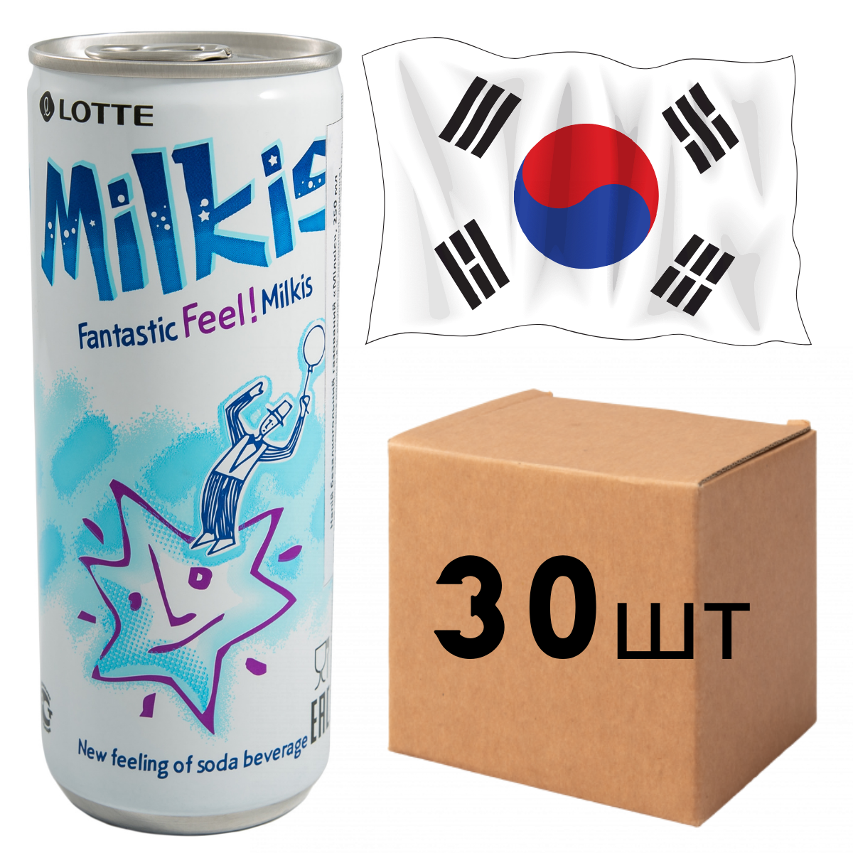 

Ящик НАПИТОК ГАЗИРОВАННЫЙ МИЛКИС, LOTTE 250 МЛ (в ящке 30шт)