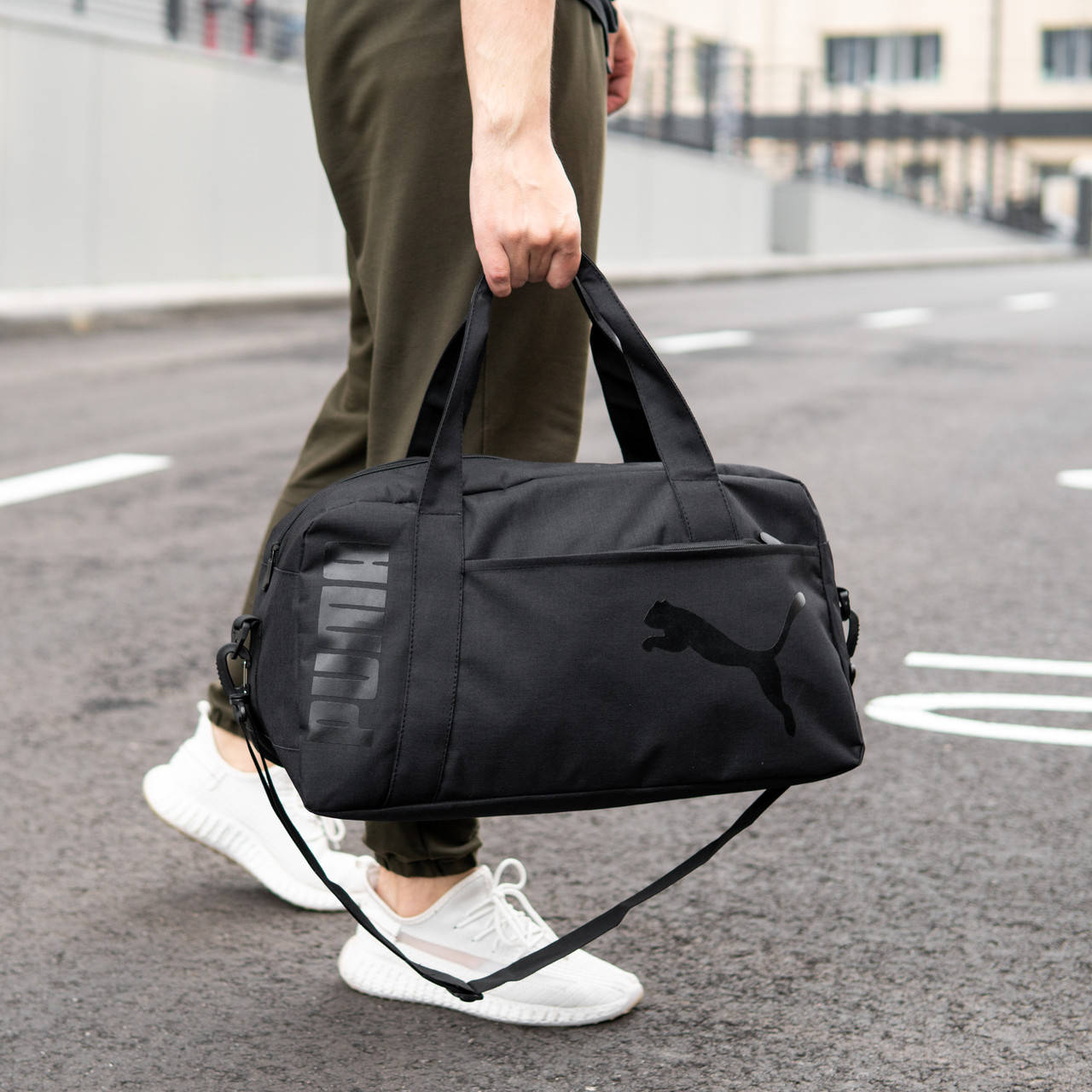 

Спортивная мужская сумка через плечо PUMA ROKET для тренировок и зала черная, Черный