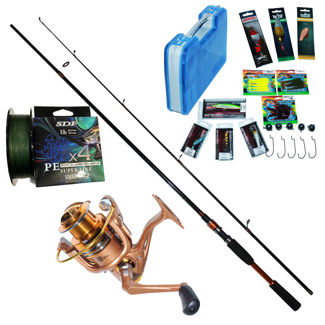 

Спиннинг-набор на щуку и судака трофейных размеров (2.40м)