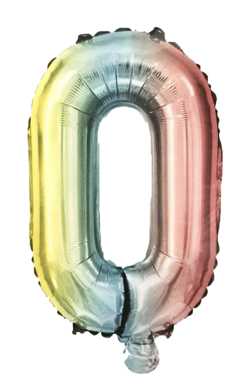 

Шар фольгированный радужный, цифра "0", Разные цвета