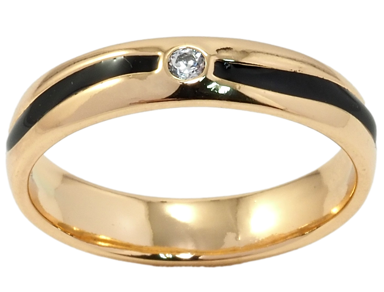

Кольцо Xuping Позолота 18K "Черная полоса с цирконием" р.17,18,18.5