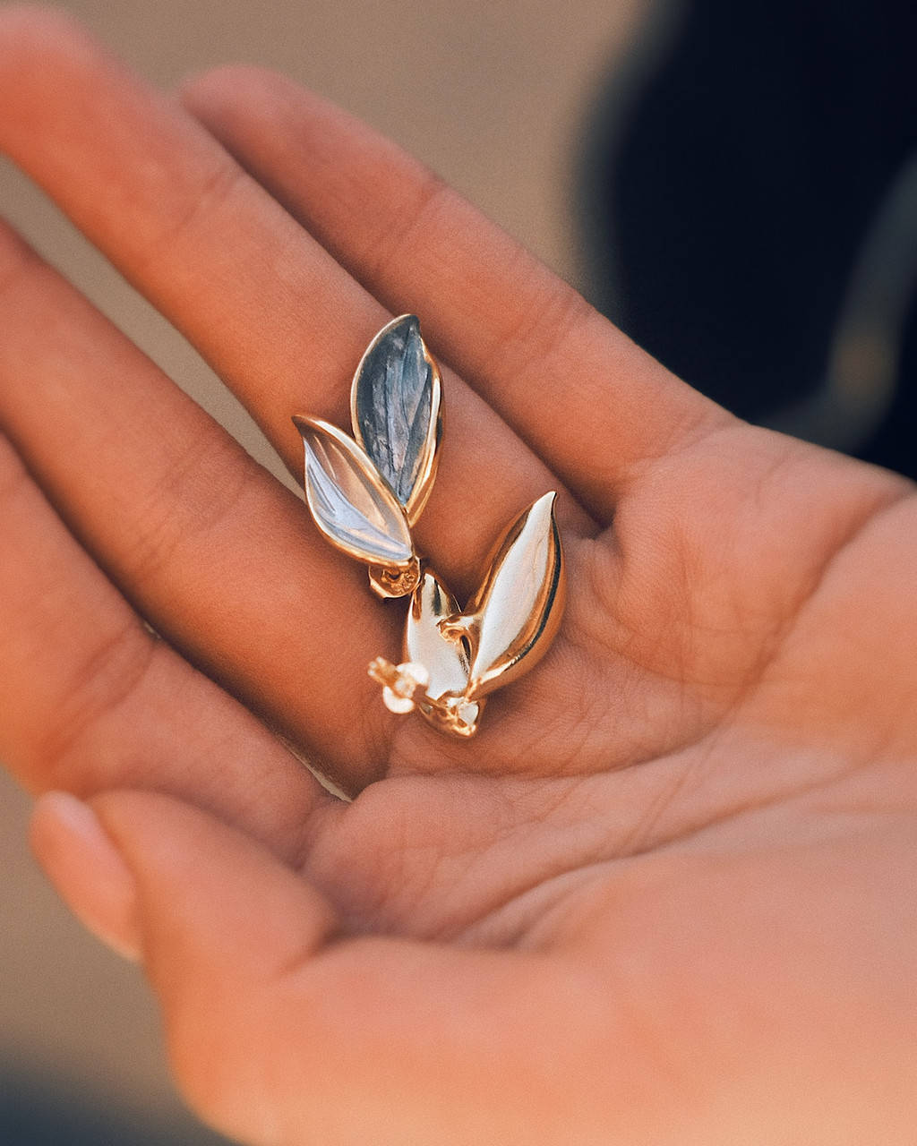 

Золоті листочки - Серьги