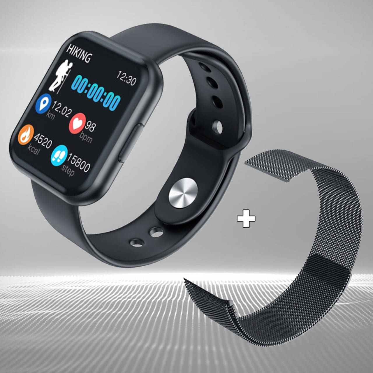 

Умные часы трекер с пульсометром Smart Watch TS88, смарт браслет с двумя ремешками APL