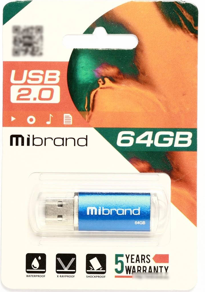 

USB Флешка на 64 Гб | Флеш-накопитель Mibrand 64GB USB2.0 Cougar 6 Blue, Синий
