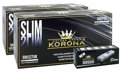 

Гильзы для набивки сигарет KORONA SLIM 1000 шт + фирменная машинка Корона Слим Ø 7 мм