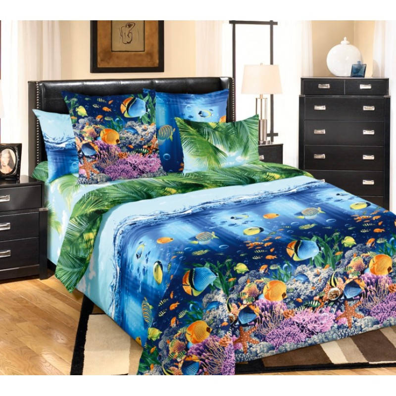 

Ткань для постельного белья, перкаль (хлопок) Подводный мир