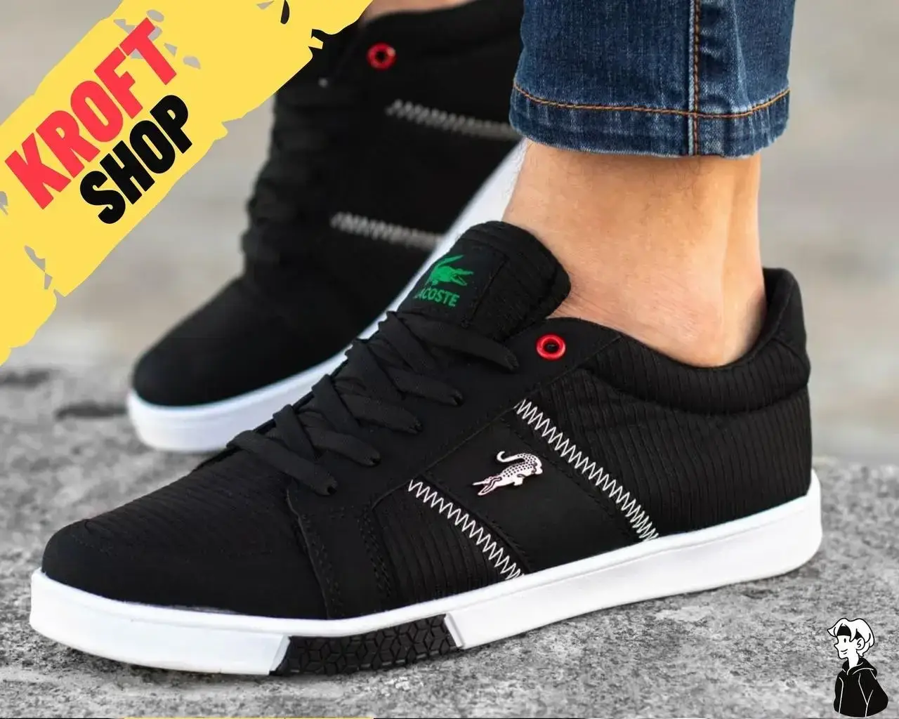 

Мужские Кроссовки черный Lacoste, обувь мужская демисезонная Размеры 40