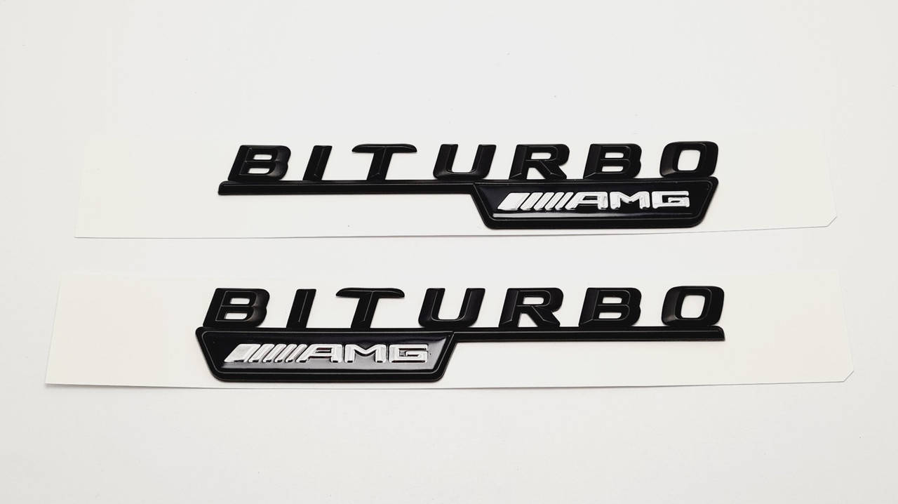 

Эмблемы на крылья надпись Biturbo AMG чёрные