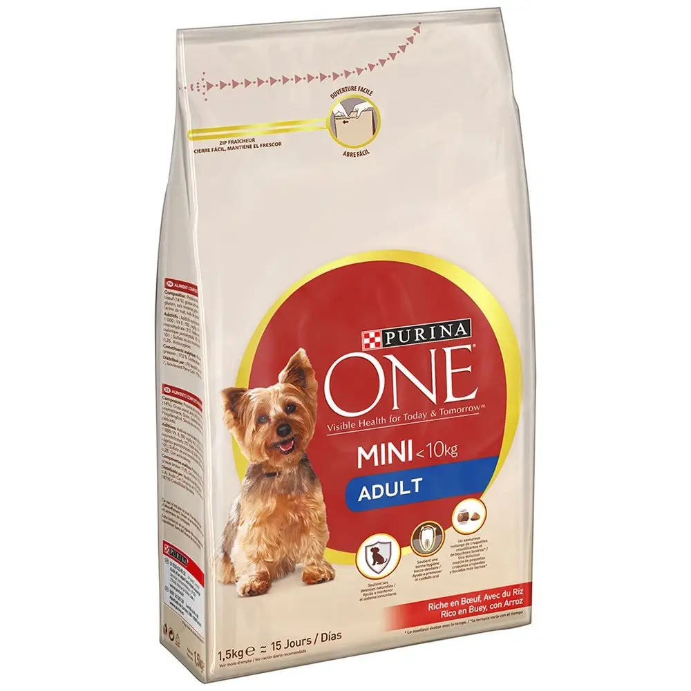 

Корм сухой для собак малых пород Purina One Mini с говядиной и рисом, 1,5 кг