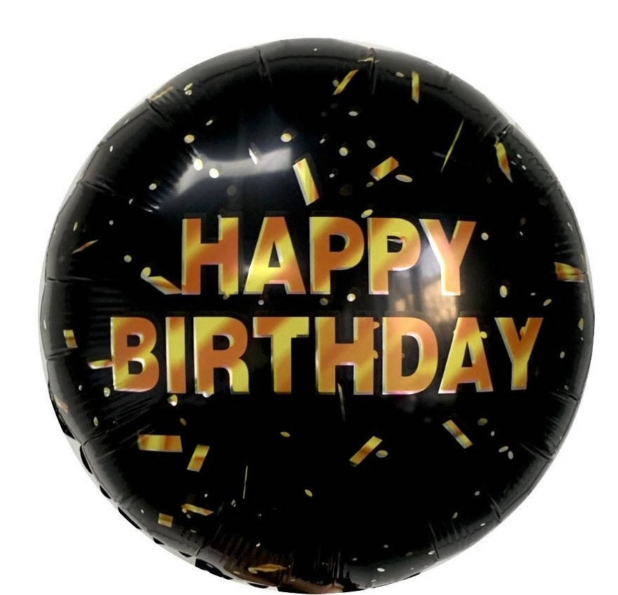 

Фольгированный шар круг Happy Birthday" золотое конфетти 18 "Китай, Белый