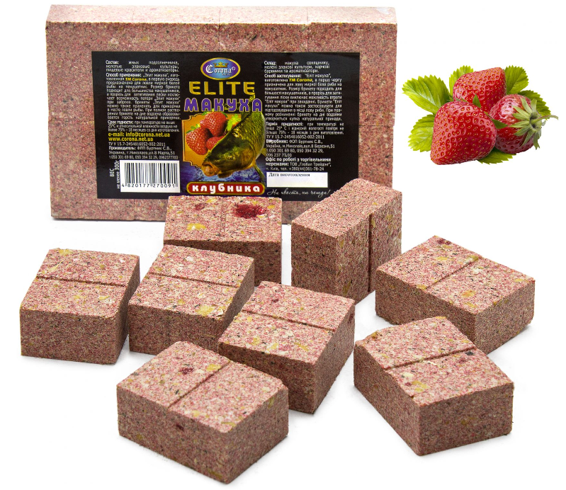 

Макуха клубника для рыбалки Корона Elite 8 шт Макуха для макушатника кубики 310г